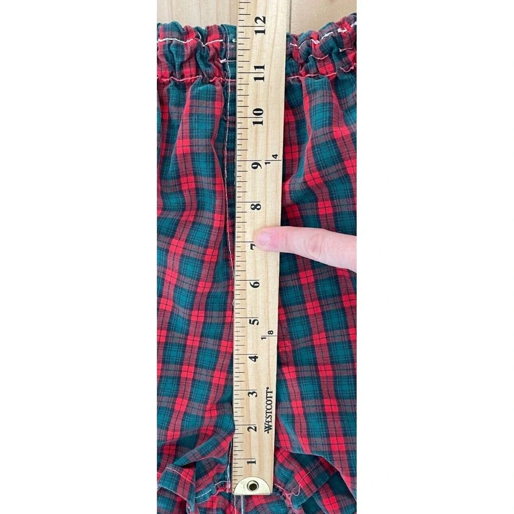 Vintage 50s 60s Campus Swim Shorts Mens S Red Green Plaid Trunks Beach Lined